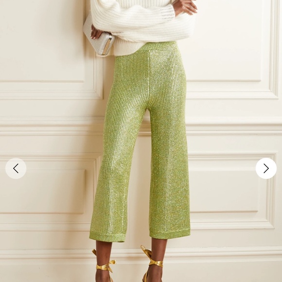 GUCCI Cropped crystal metallic knit wide-leg pants - Picture 4 of 6